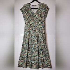 sahalie Green Paisley Print Fit-and-Flare Dress with Multicolor Accents